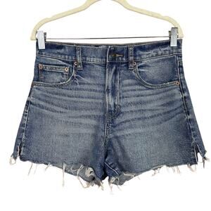 American Eagle Highest Rise 90s Boyfriend Denim Shorts Distressed Frayed Size 4